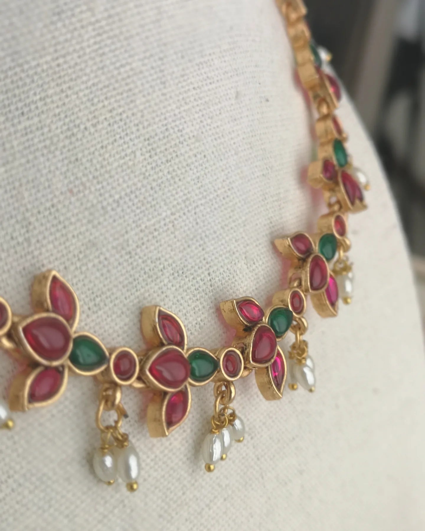 Temple Jewelry - Lotus Set with Pearls (Earrings and Necklace)