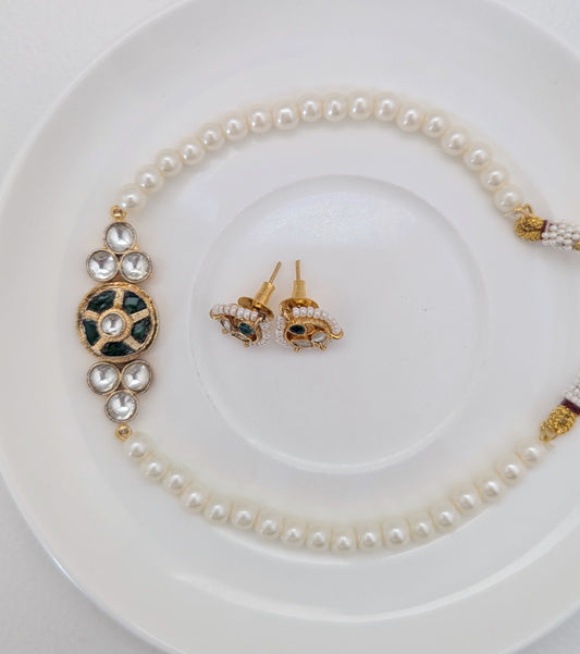 Pachi Kundan Set - Pearl Royale (Green)