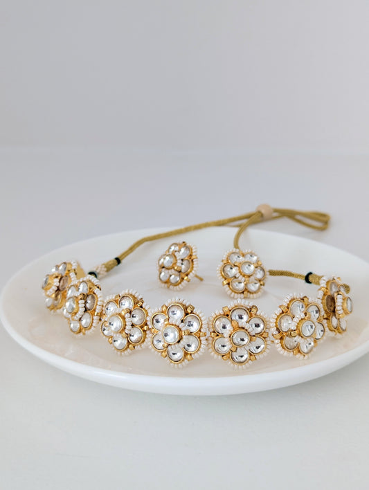 Pachi Kundan Set - Pearl Blossom