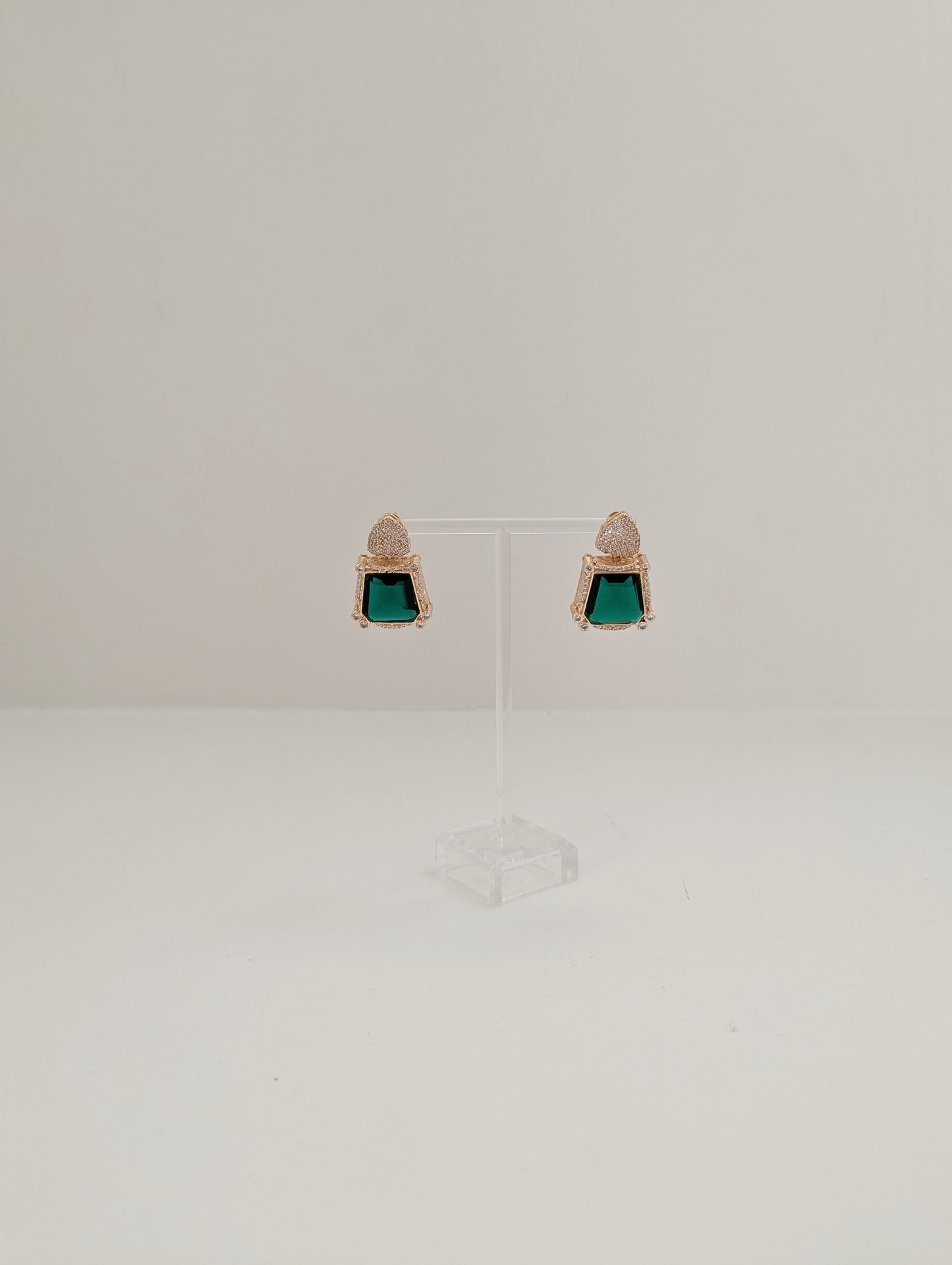Prismatic Stone Earrings - Dark Green