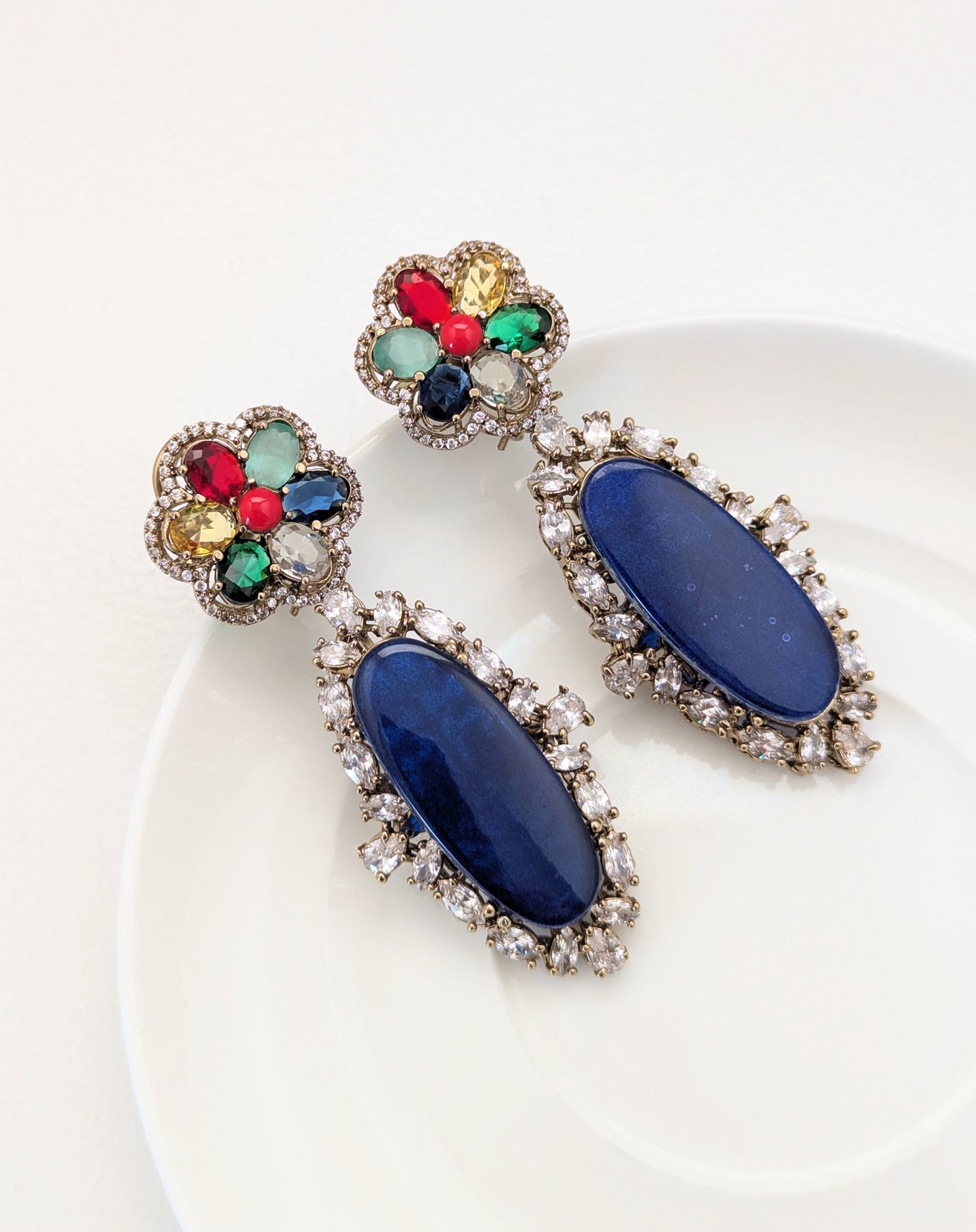 Rang Mahal Earrings - Dark Blue