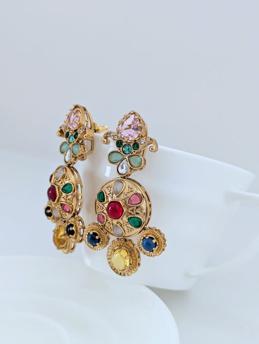 Aurora Charm Earrings - Pink Stone