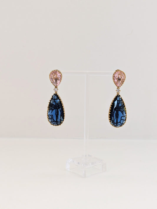 Elysia Earrings - Pink and Dark Blue