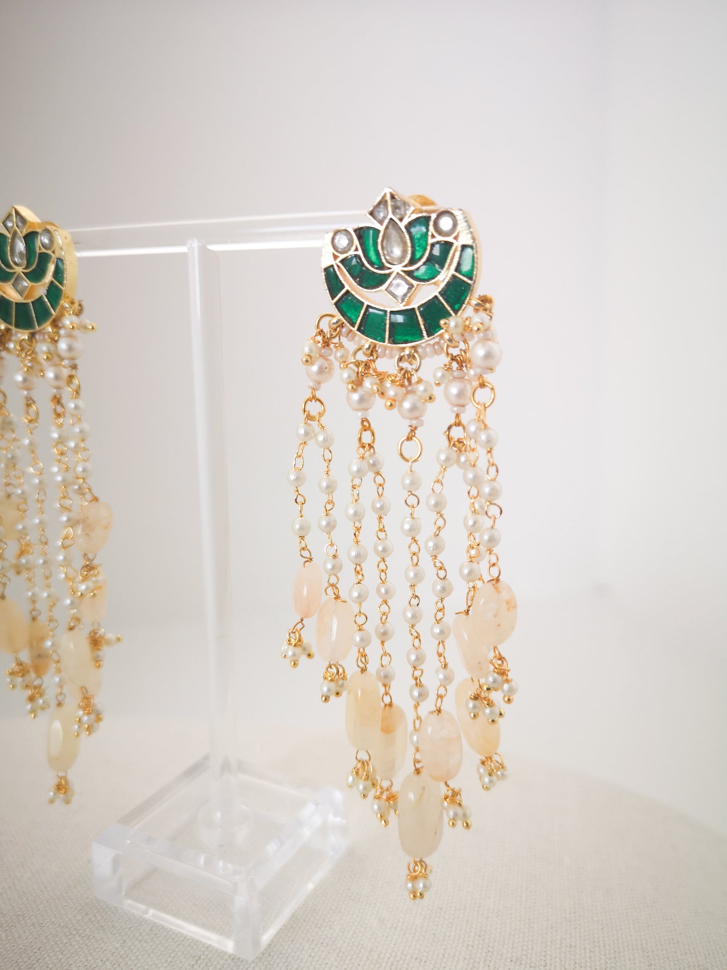 Introducing our waterfall earrings for the festive season Champagne and Dark Green