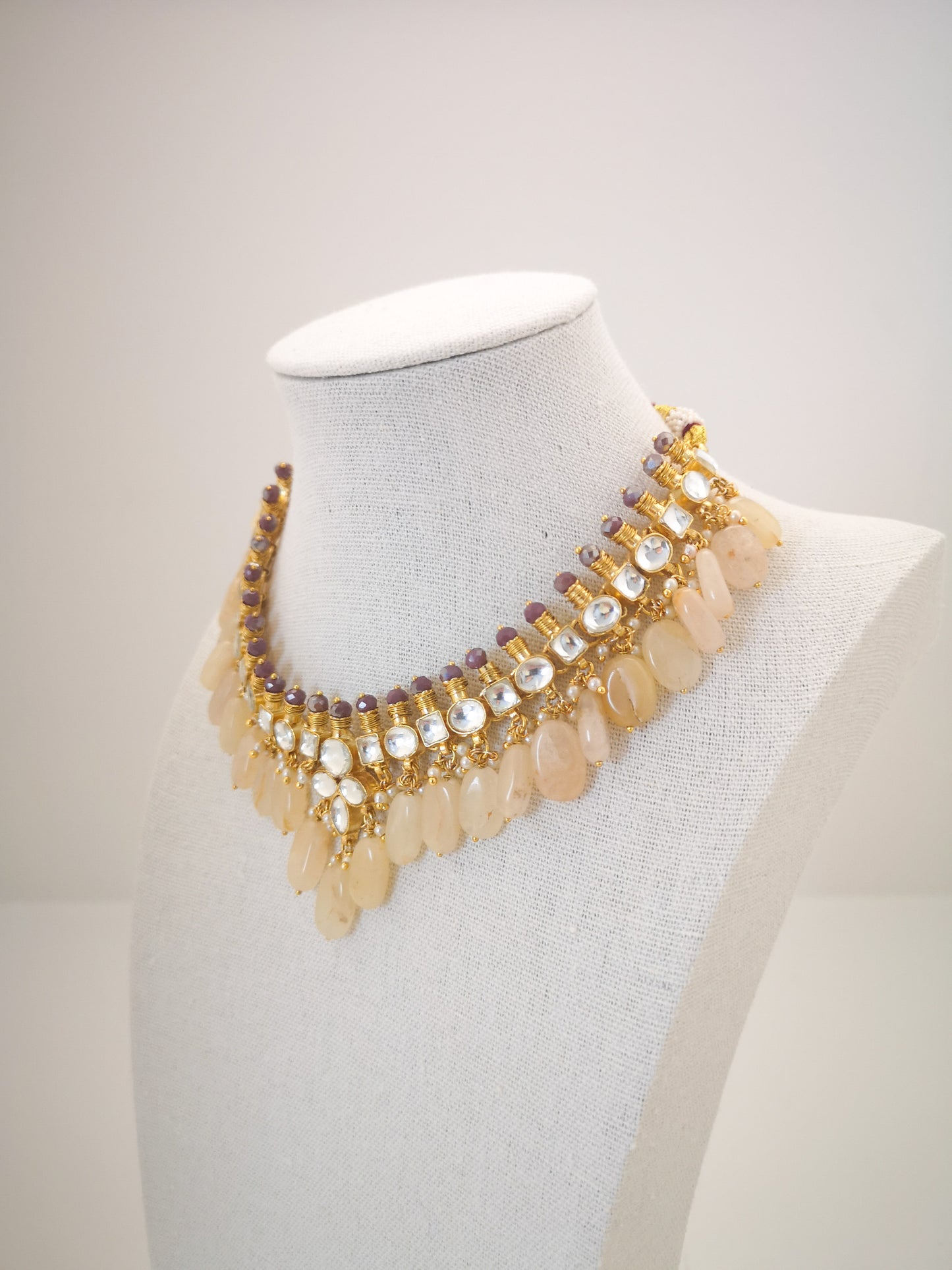 Pachi Kundan Set - Champagne Colour
