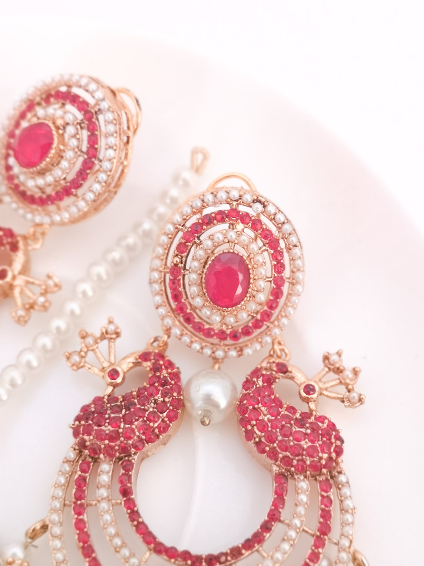 Chaand Baali and Teeka Set - Red