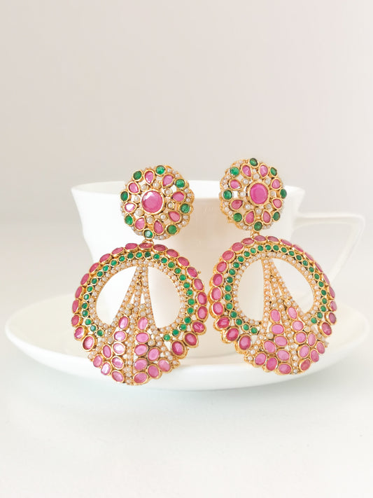 Baali Earrings - Magenta and Green