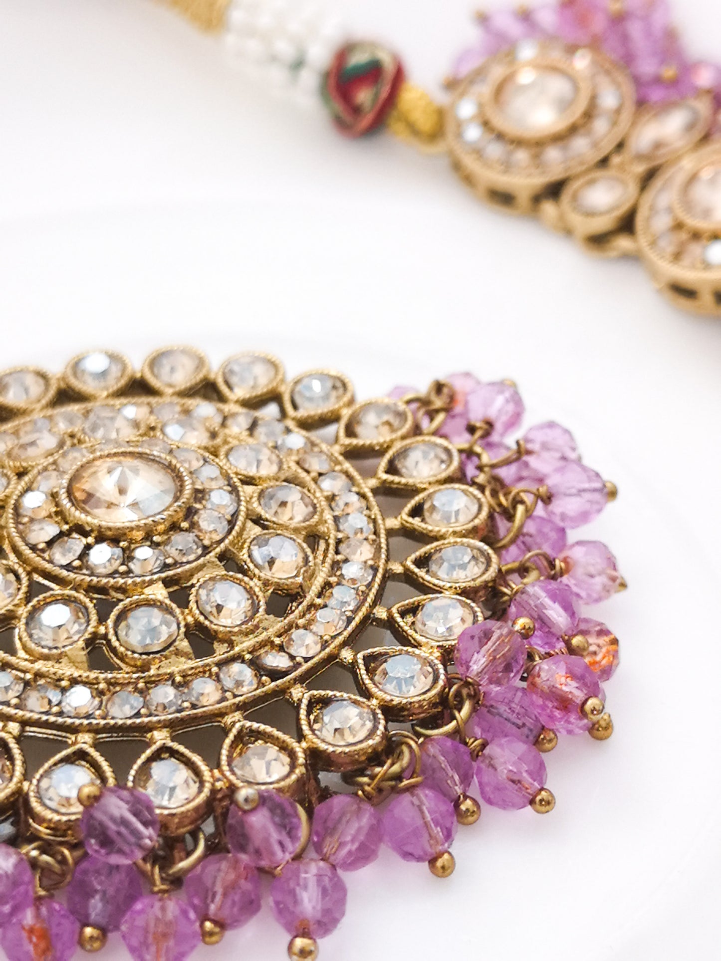 Bronze and Lavender Necklace Set with Earrings and Teeka