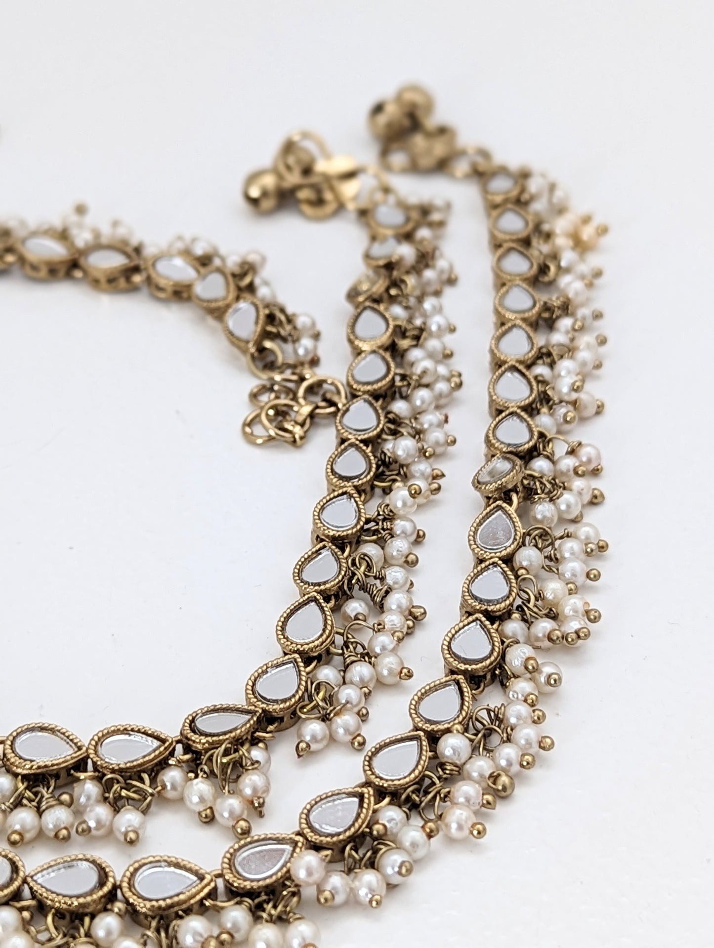 Mirror and Pearl Anklets