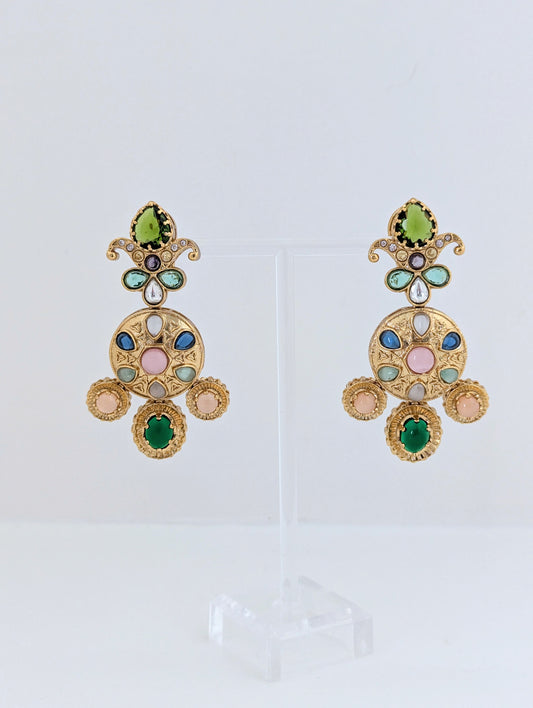 Aurora Charm Earrings (Green Stone)