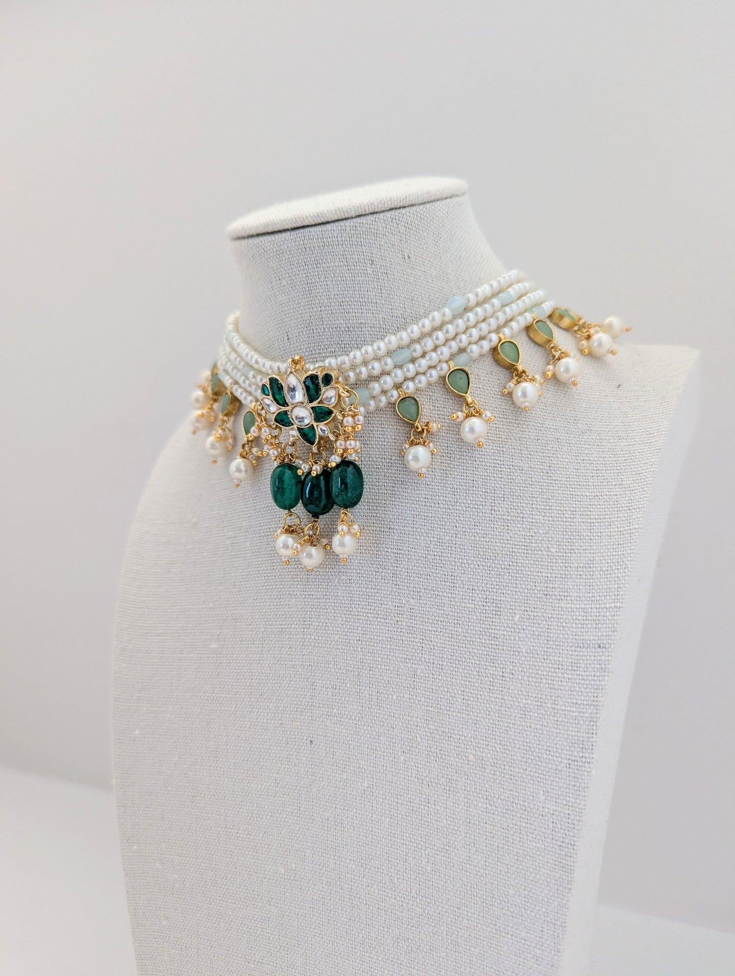 Pachi Kundan - Emerald Set