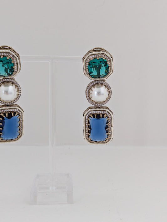 The Royal Courtyard Earrings - Turquoise and Blue