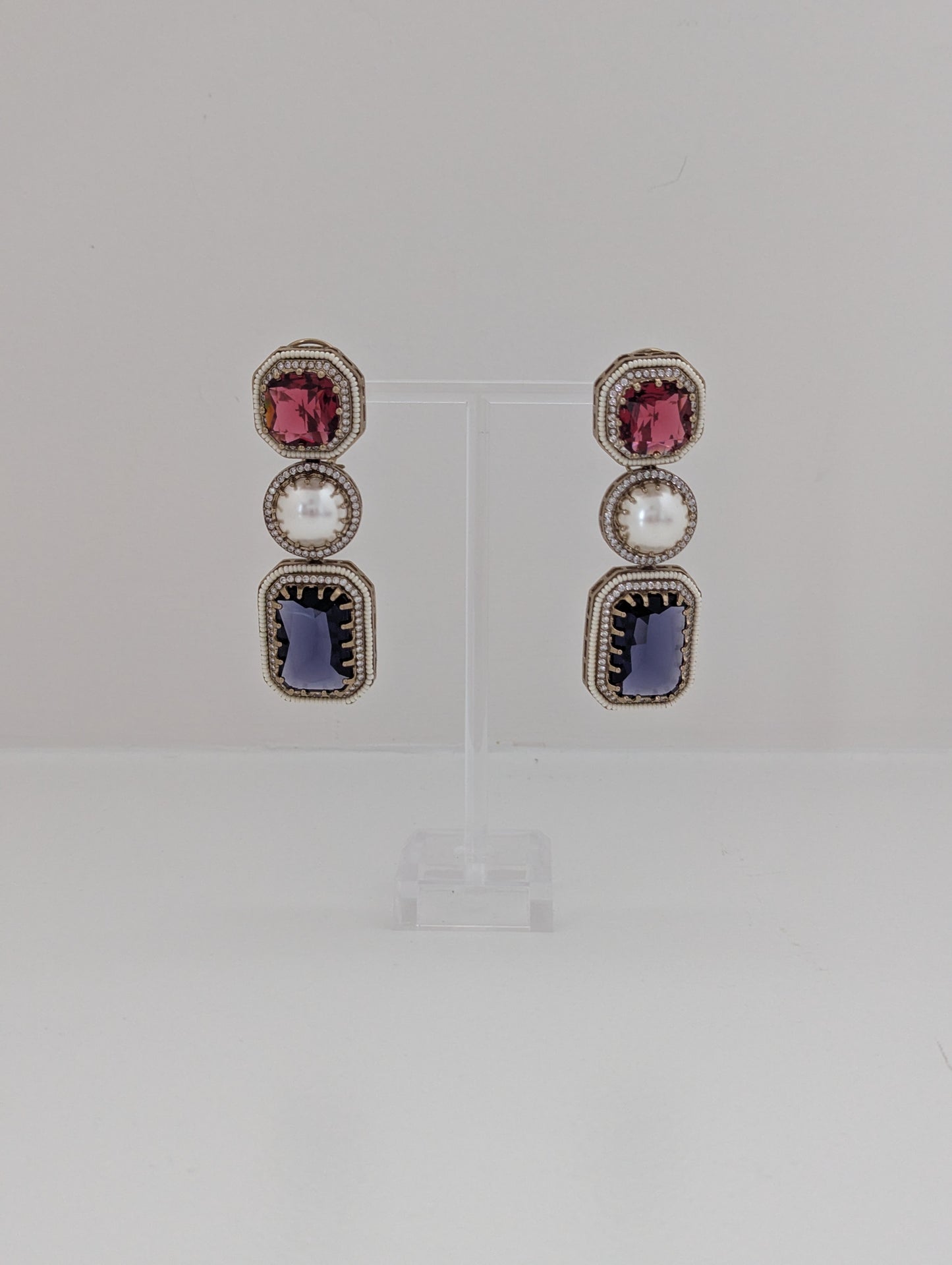 The Royal Courtyard Earrings - Red and Deep Violet