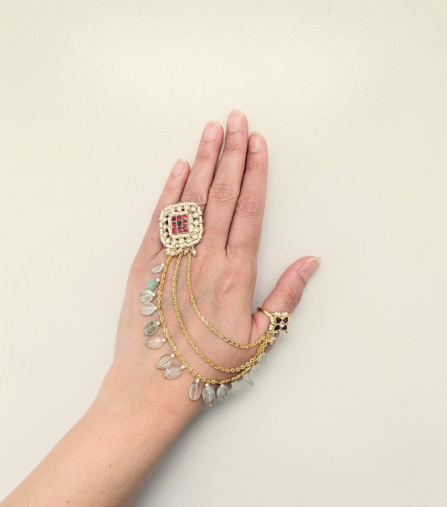 Statement Ring - Moon & Mint (Magenta/Green)