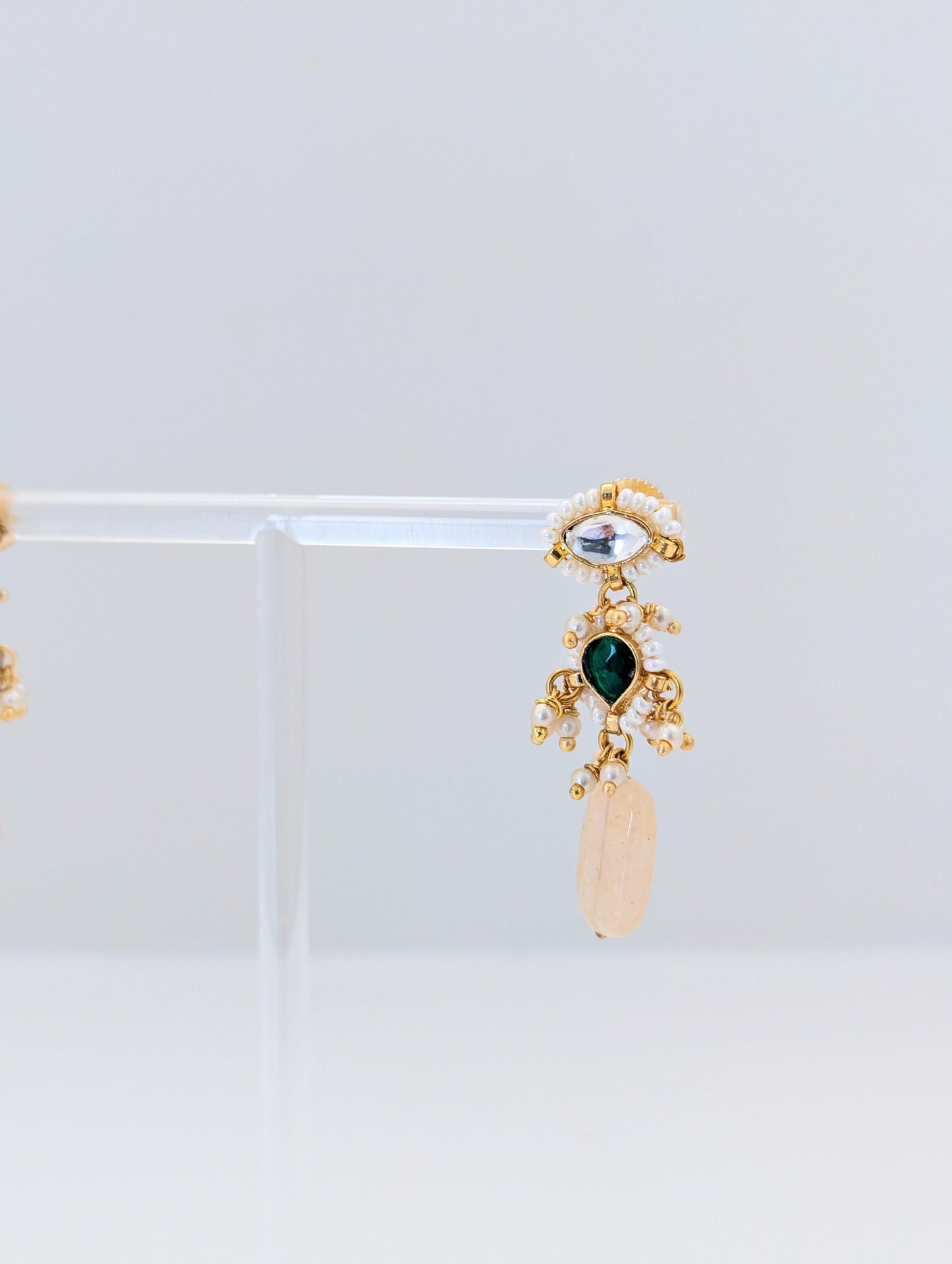 Pachi Kundan Set - Emerald Moonlight