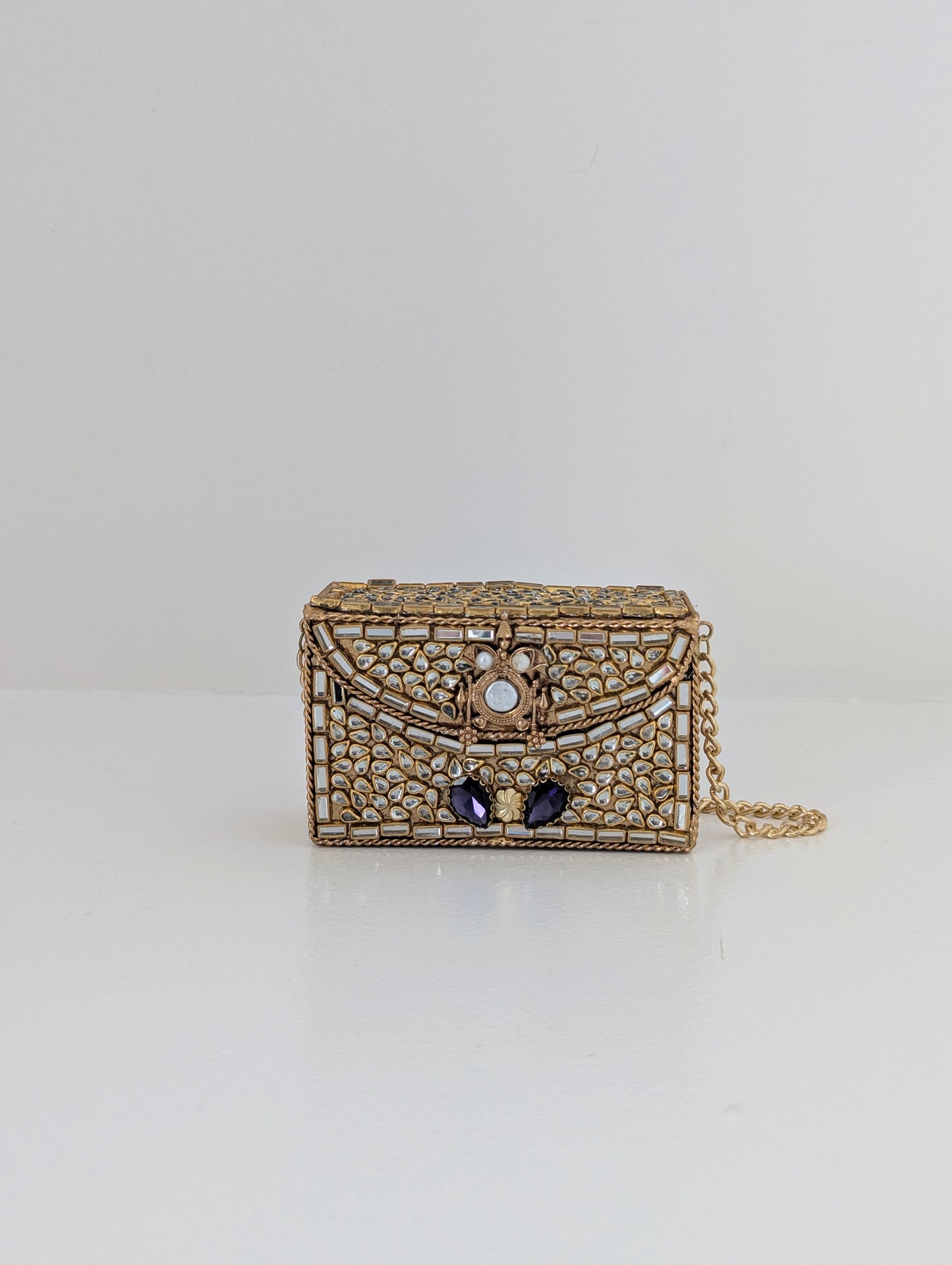 Amora Mini Kundan Clutch - Amethyst