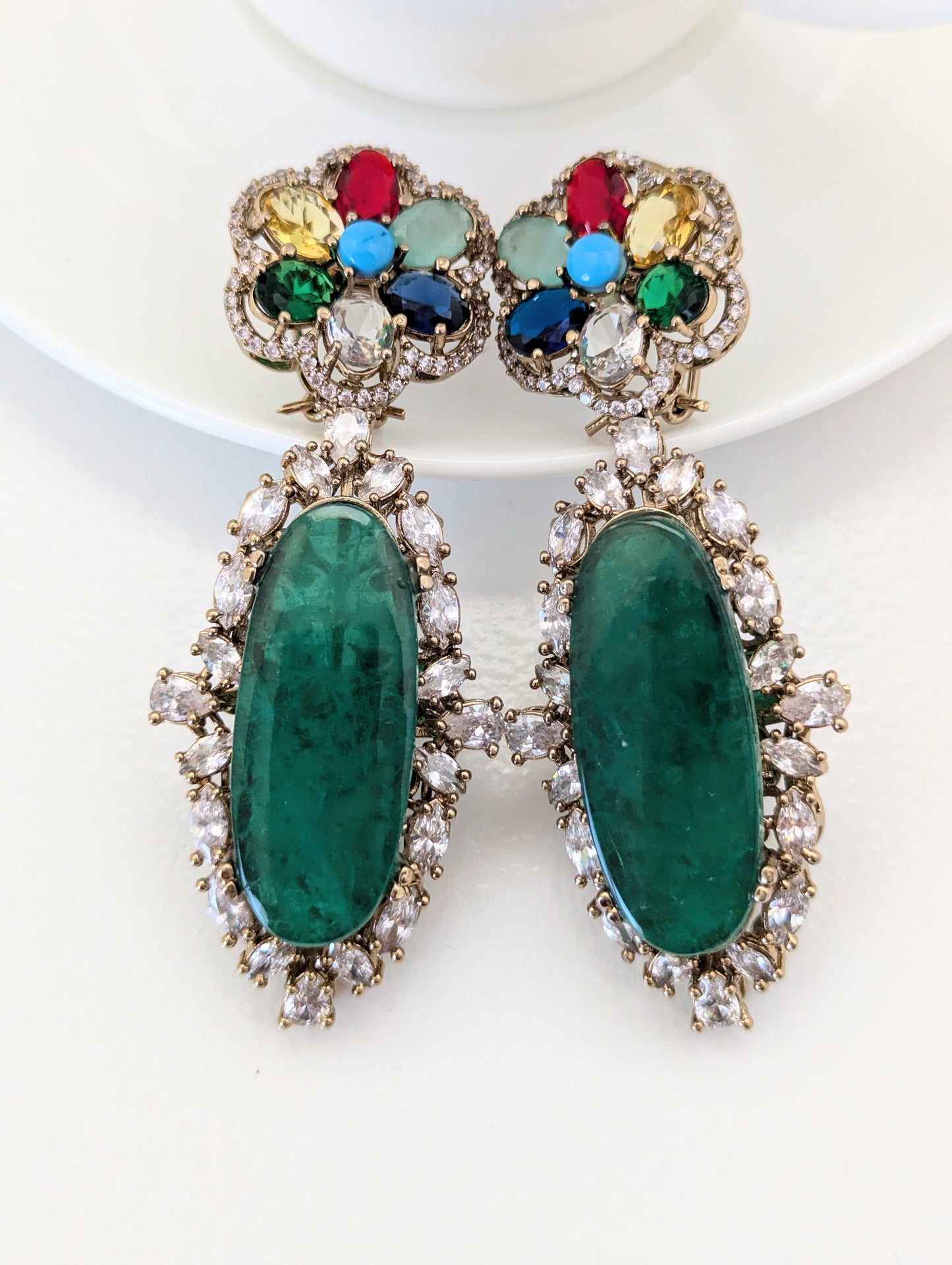 Rang Mahal Earrings - Dark Green