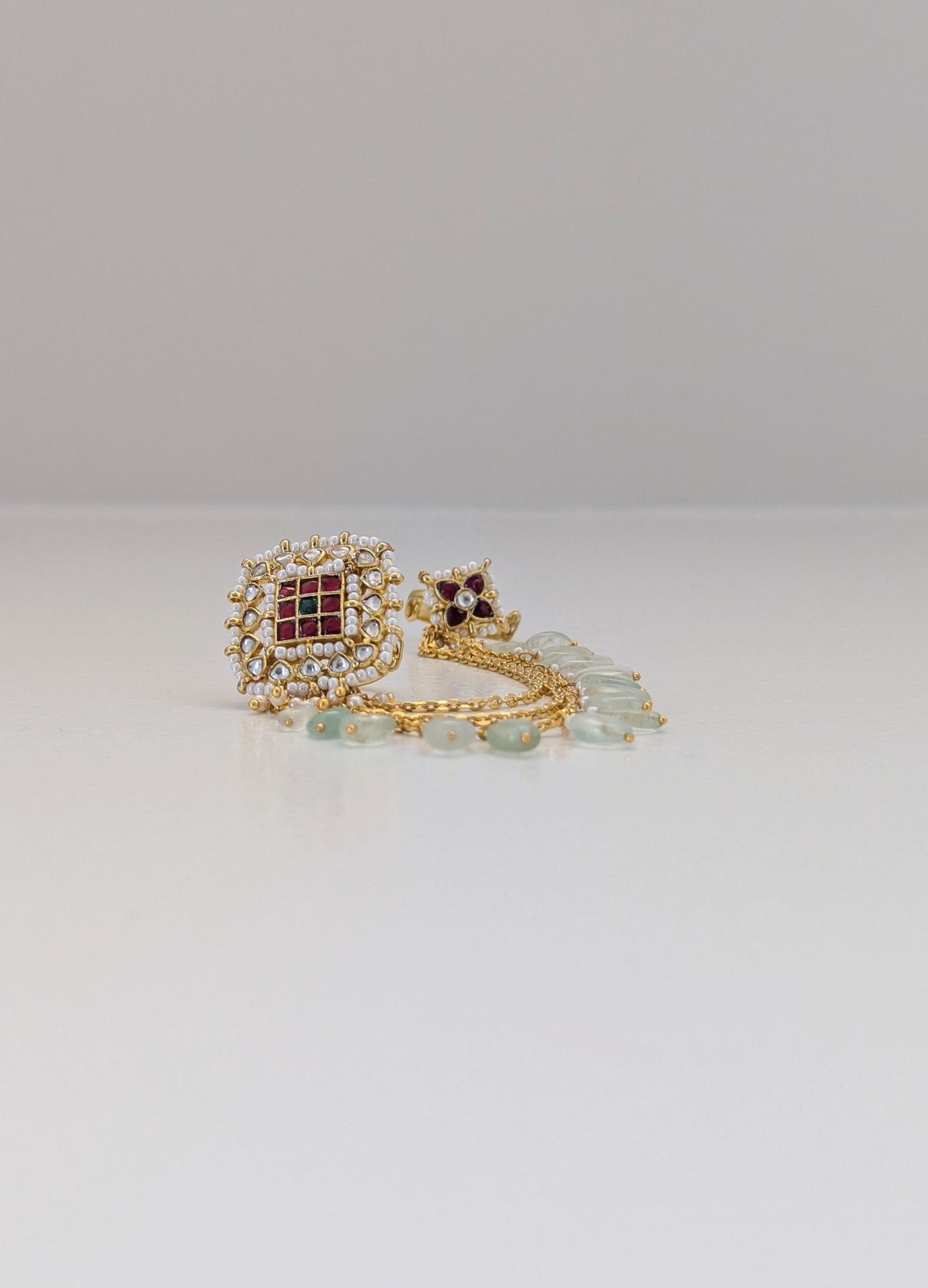 Statement Ring - Moon & Mint (Magenta/Green)