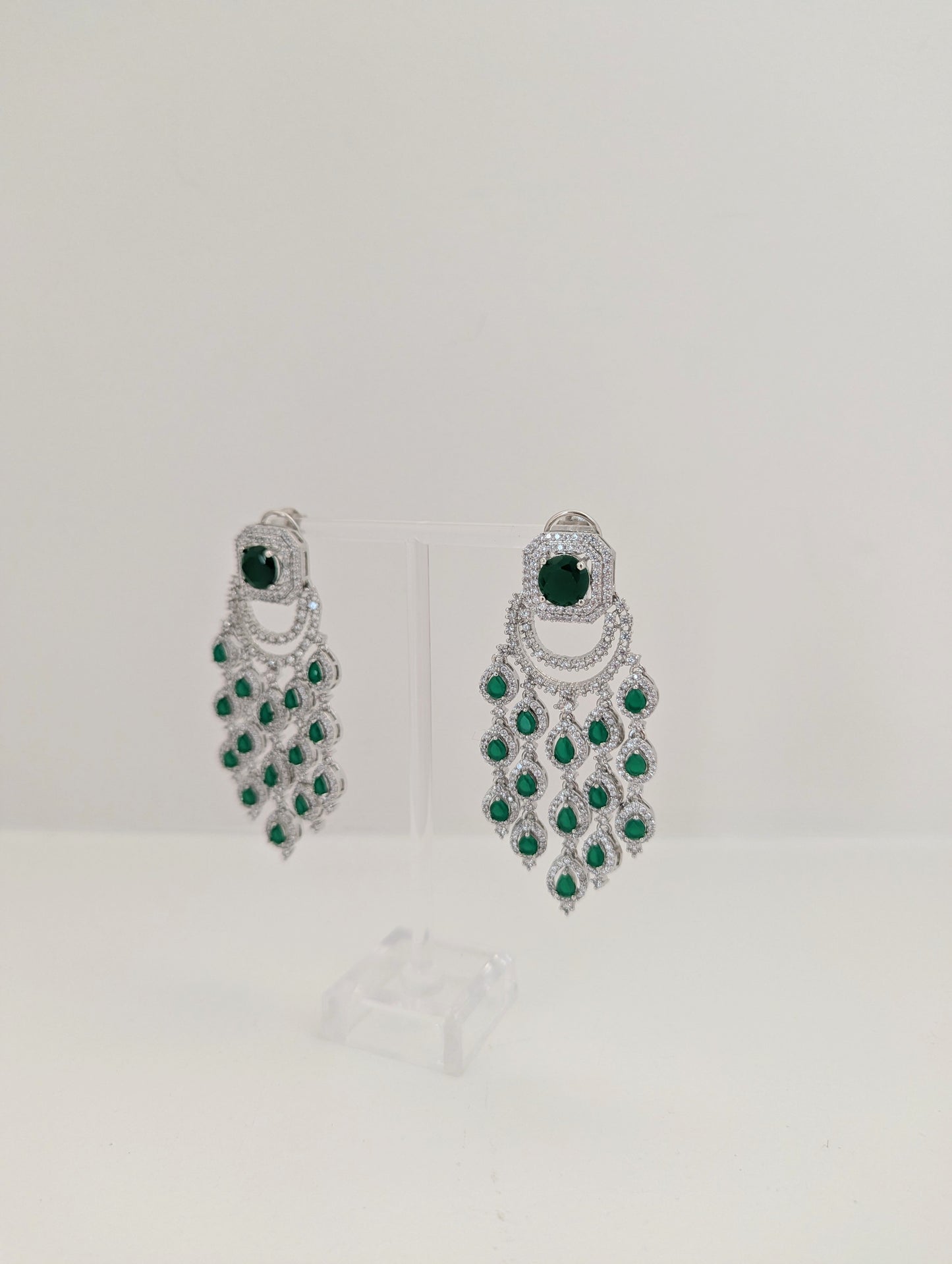 Noura Chandelier Earrings - Emerald