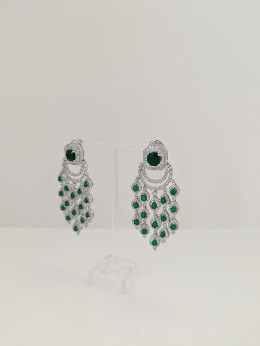 Noura Chandelier Earrings - Emerald