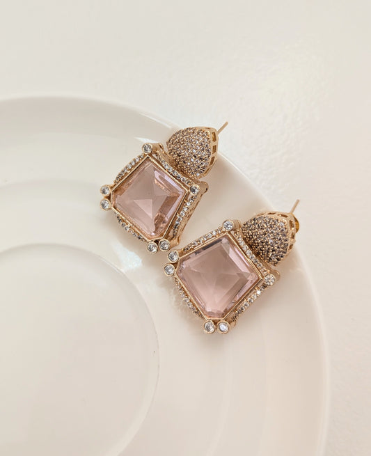 Prismatic Stone Earrings - Pink