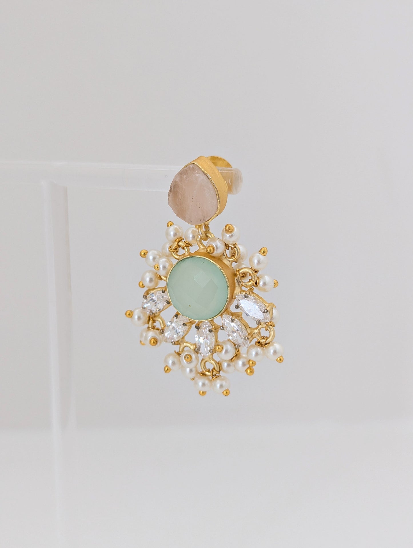 Classic Mimi Freshwater Pearl Earrings - Pink and Mint