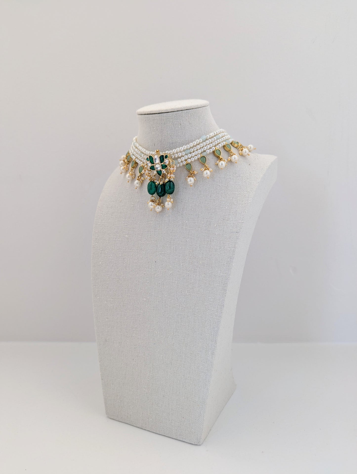 Pachi Kundan - Emerald Set