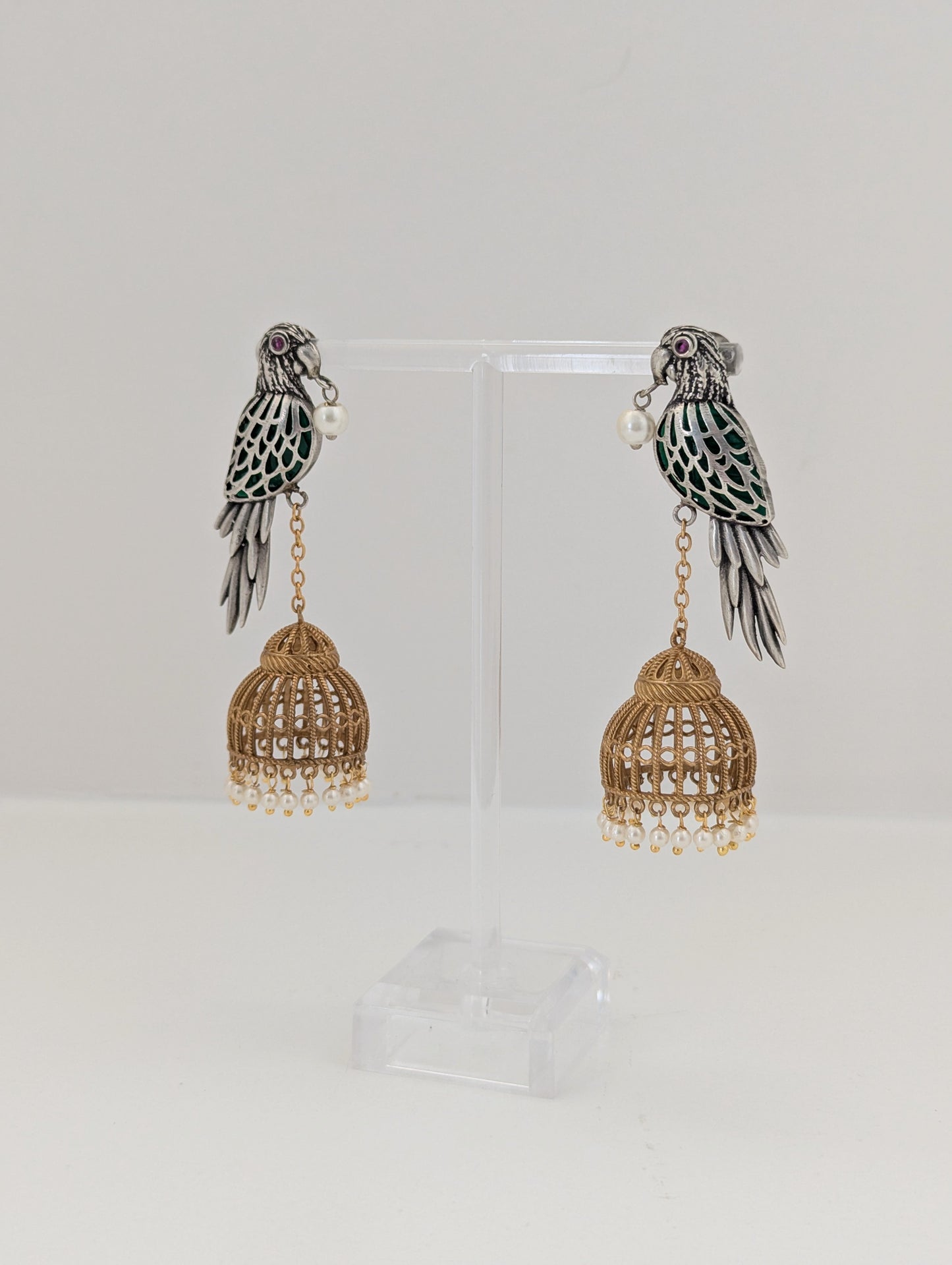 Royal Parrot Pearl Drops - Oxidized and Green