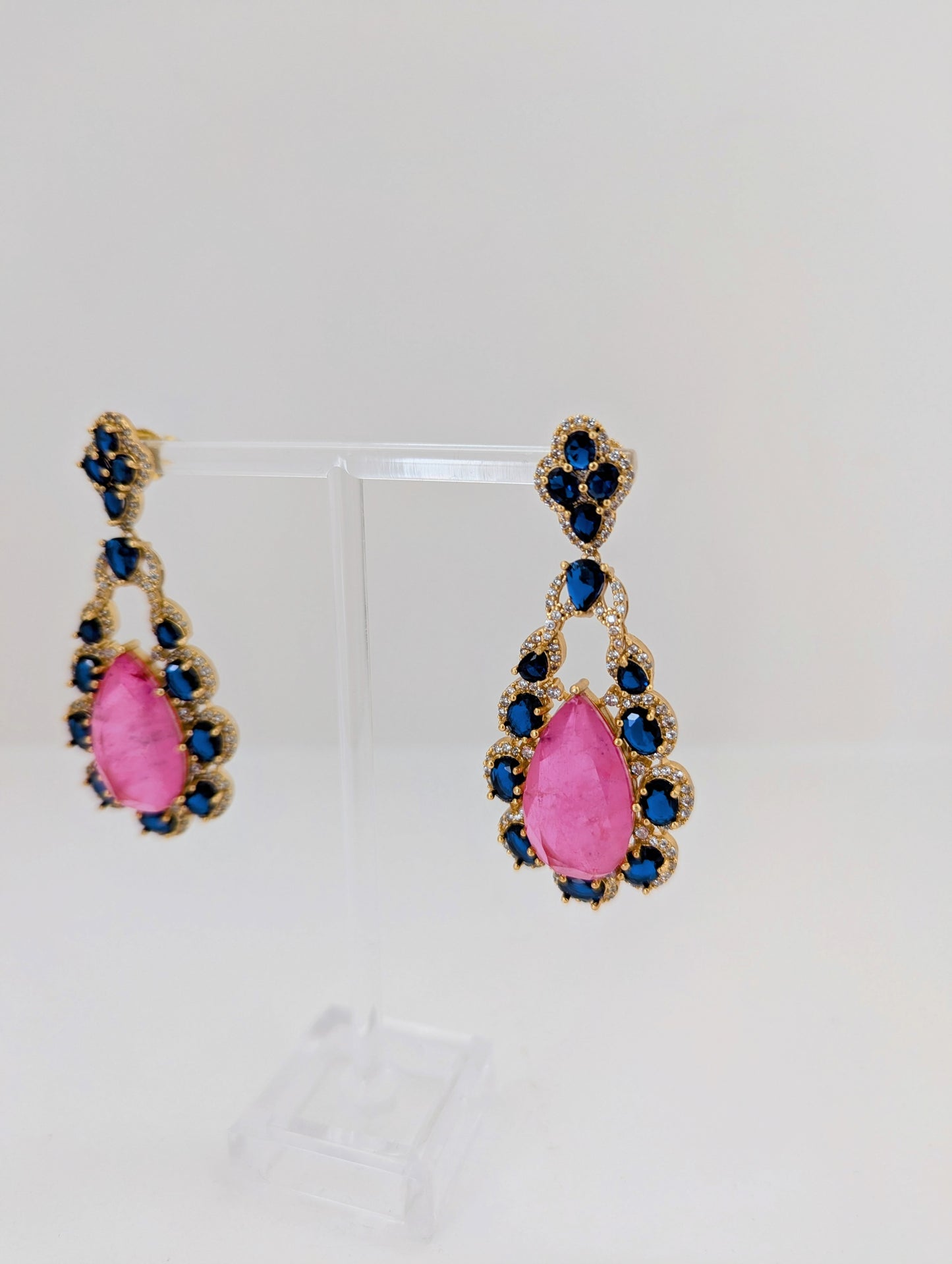 Bleu Nuit & Rose Chandelier Earrings