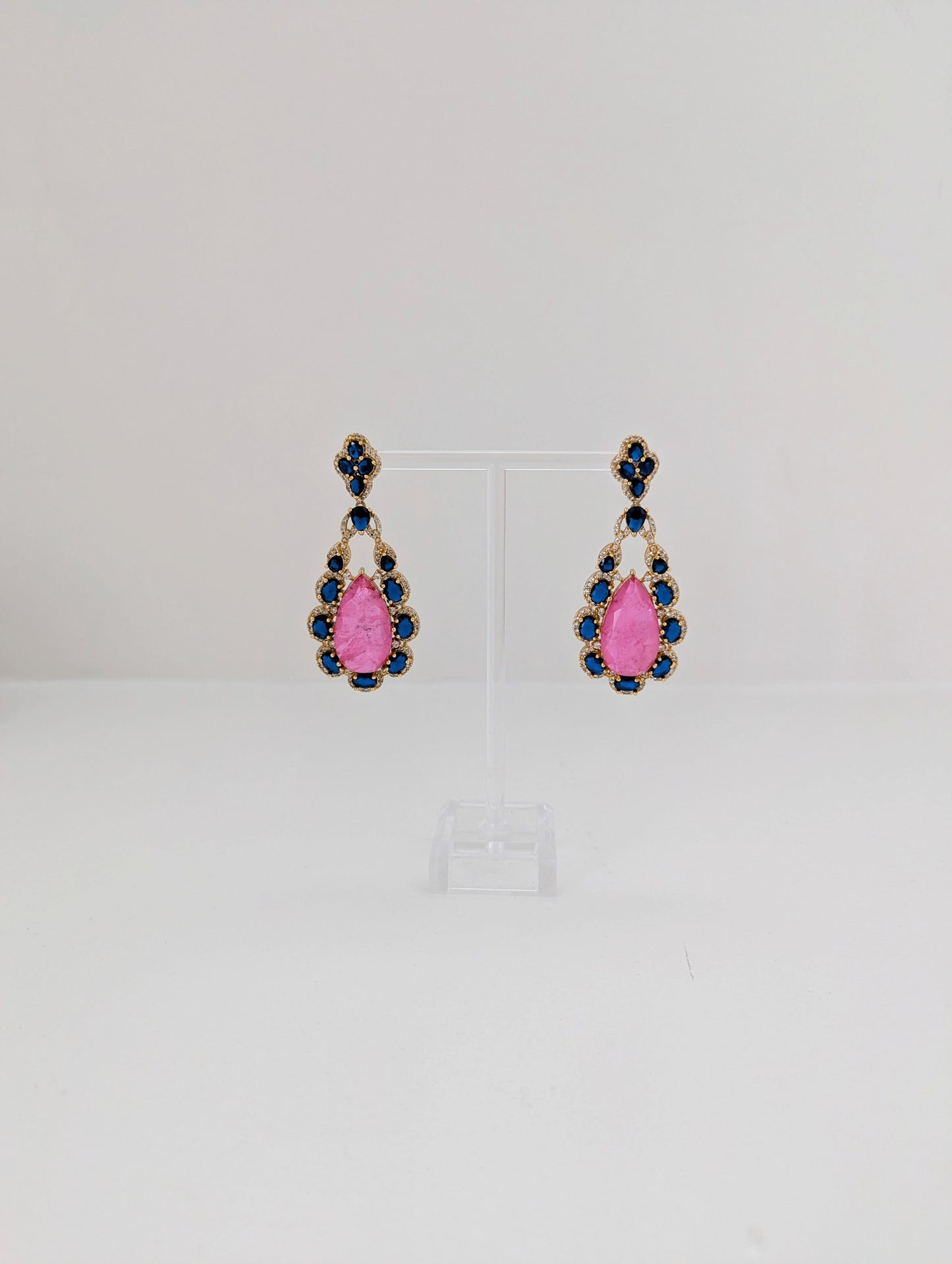 Bleu Nuit & Rose Chandelier Earrings