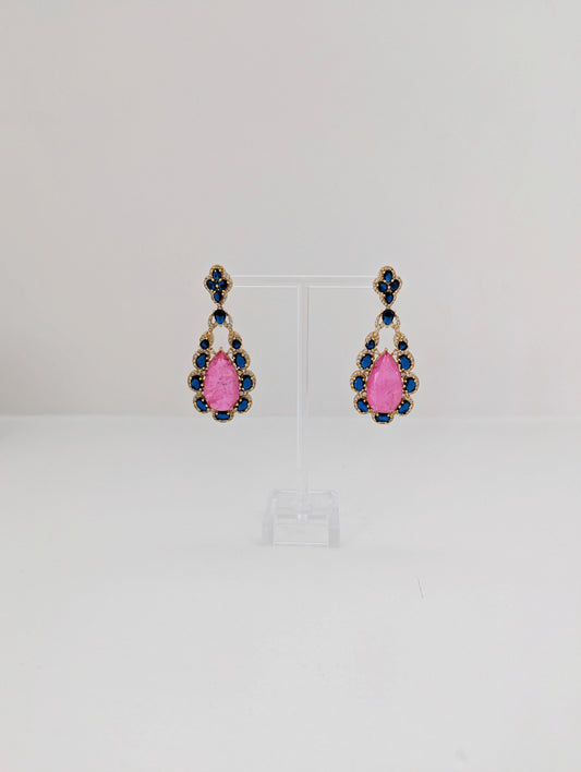 Bleu Nuit & Rose Chandelier Earrings
