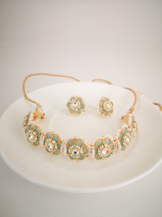 Pachi Kundan Set - Green