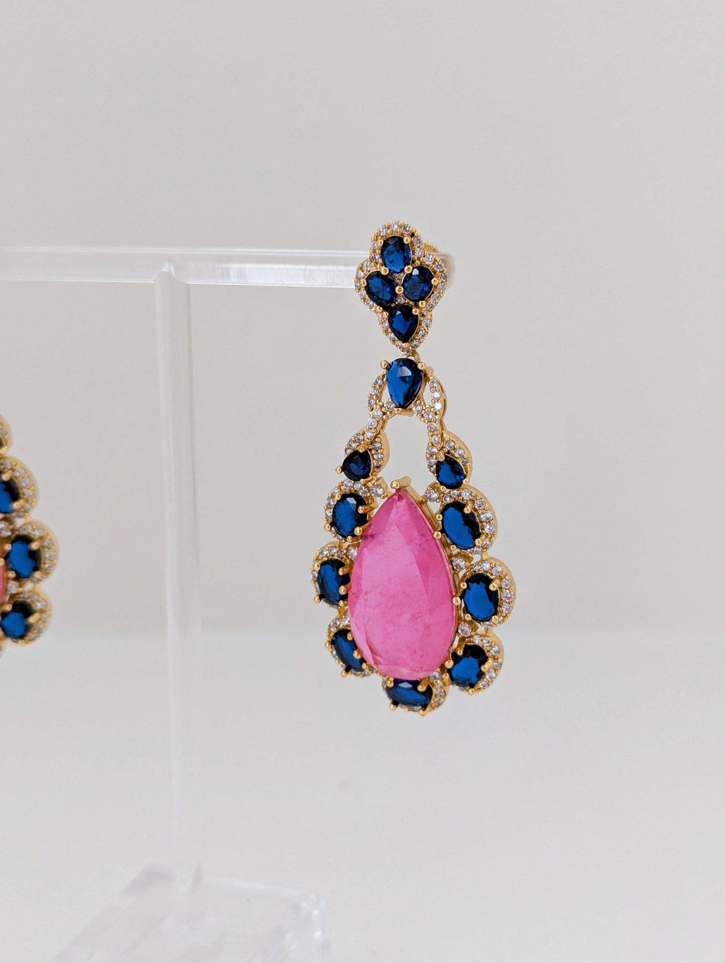 Bleu Nuit & Rose Chandelier Earrings