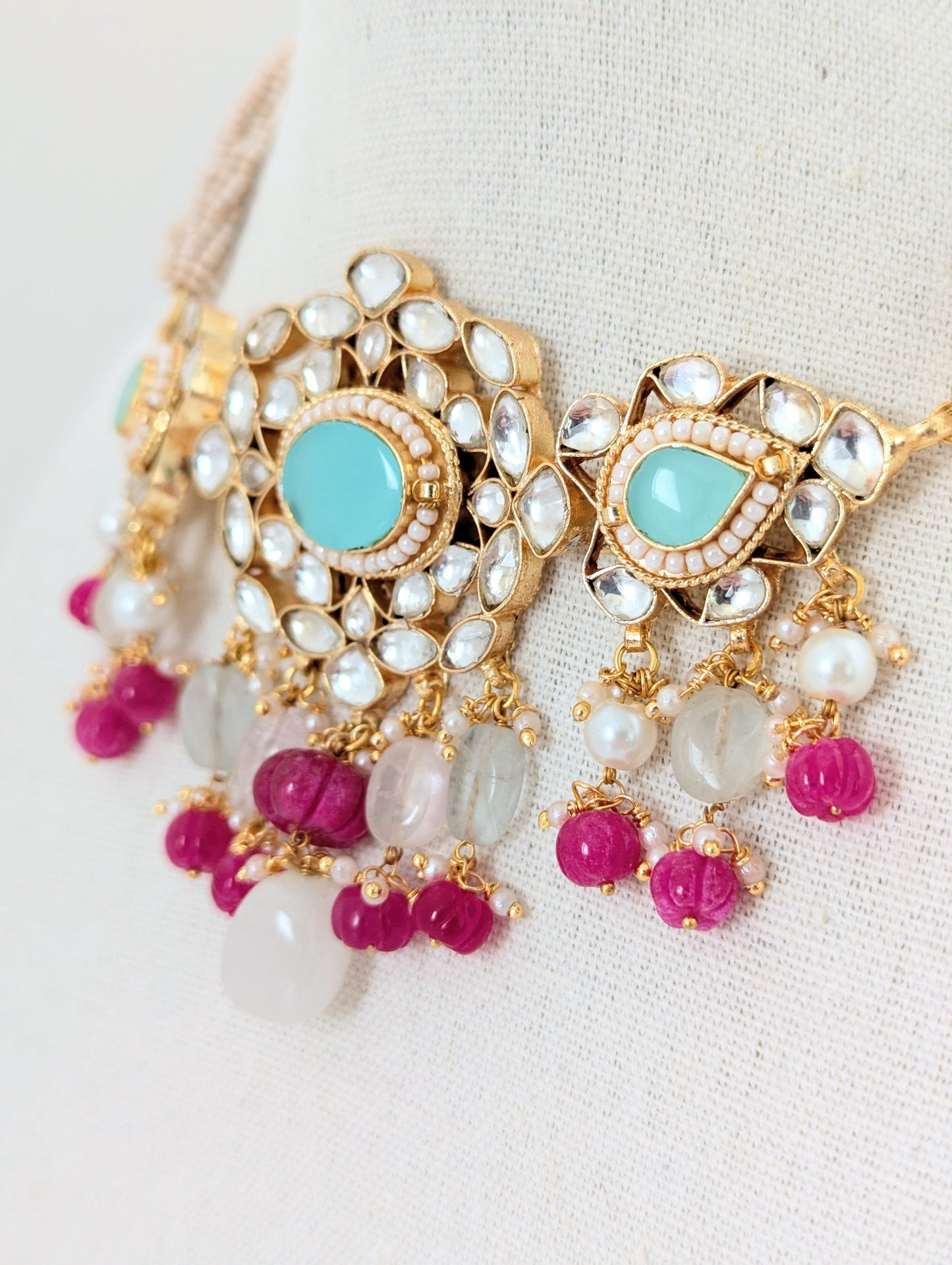 Pachi Kundan Set - Turquoise Royale