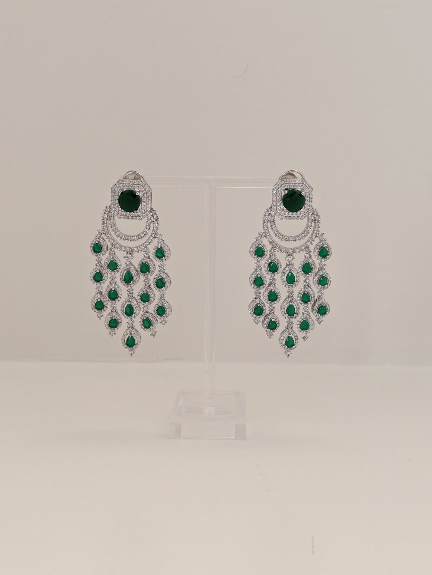 Noura Chandelier Earrings - Emerald