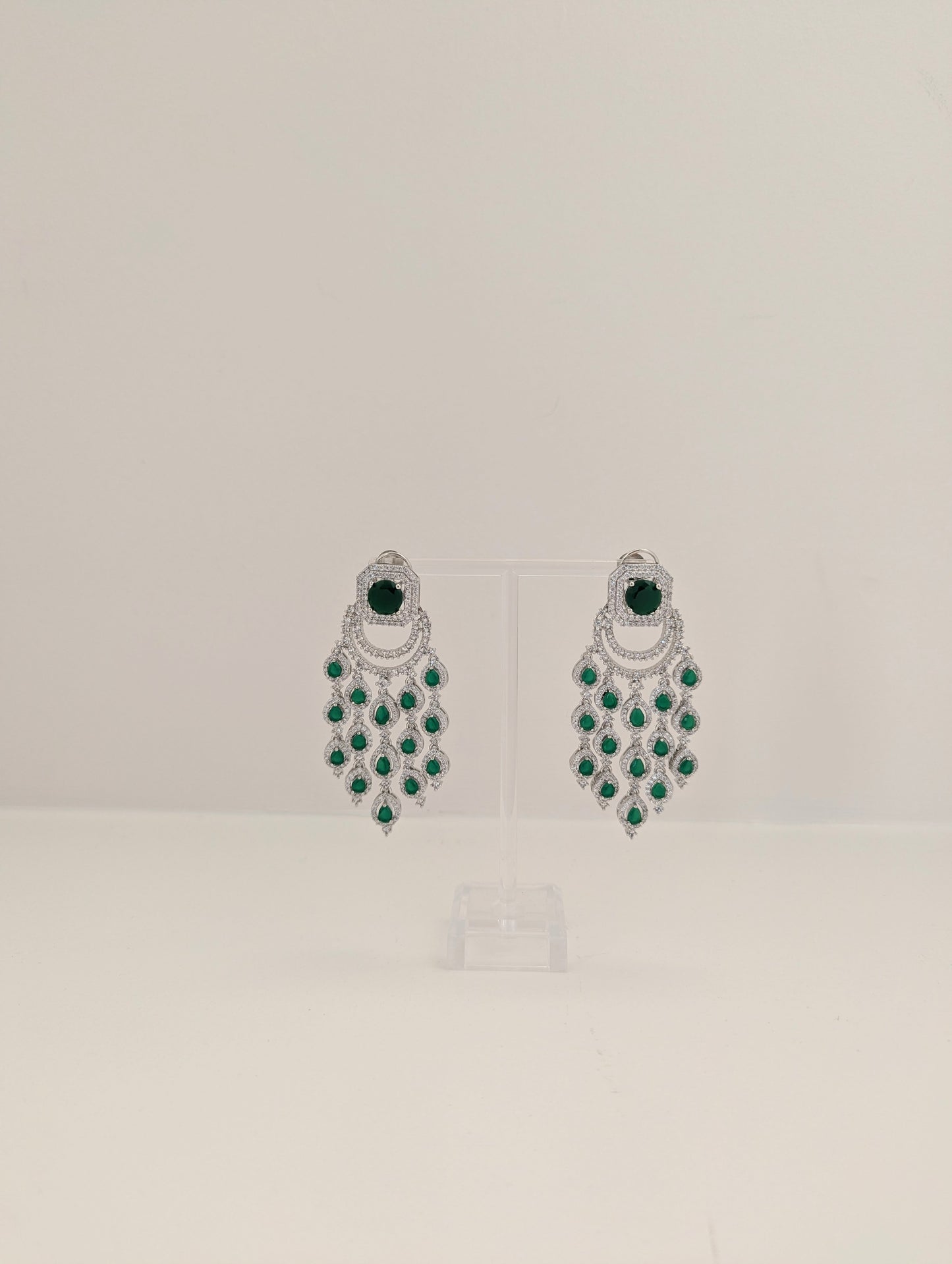 Noura Chandelier Earrings - Emerald