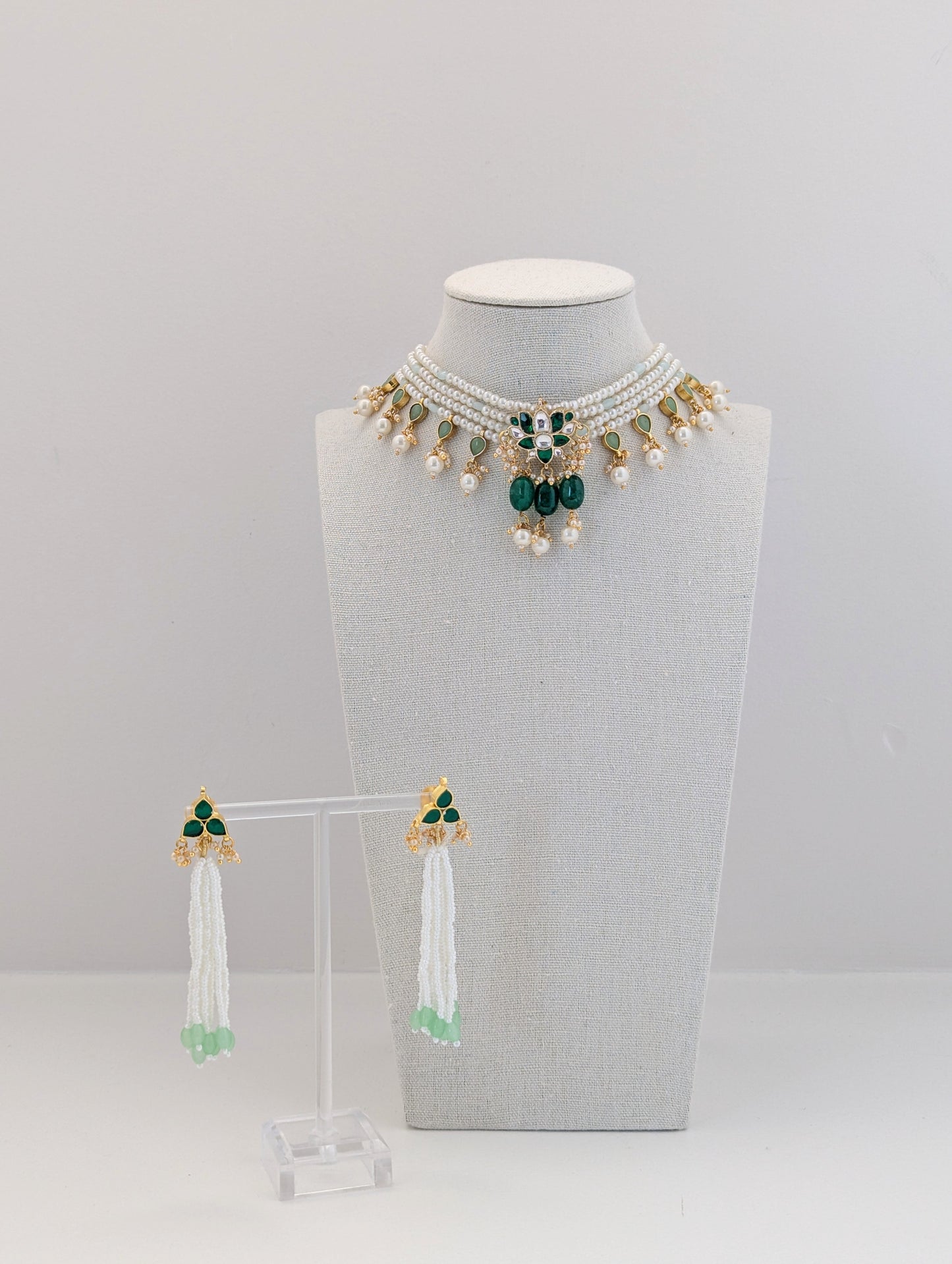 Pachi Kundan - Emerald Set