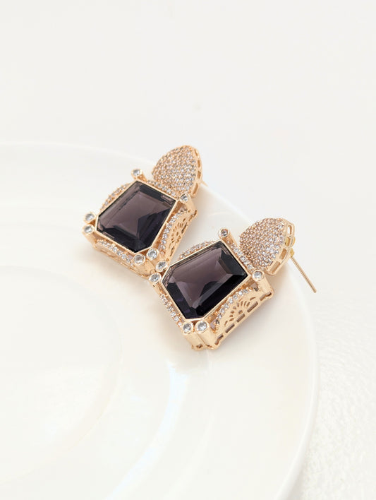 Prismatic Stone Earrings - Purple