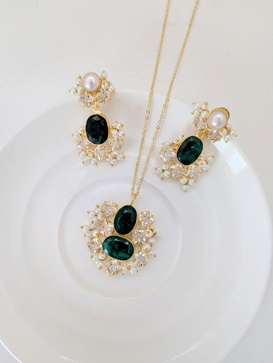 Pearl Veil Set - Dark Green