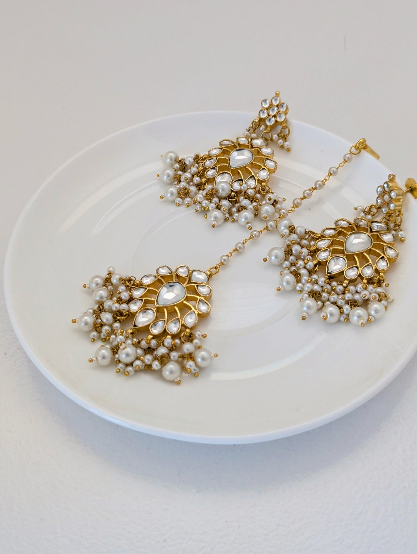 Fira - Jhumke and Tikka Set - Pearl