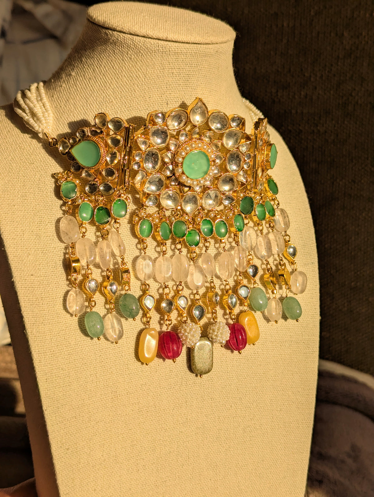 Celestine Pachi Kundan Set