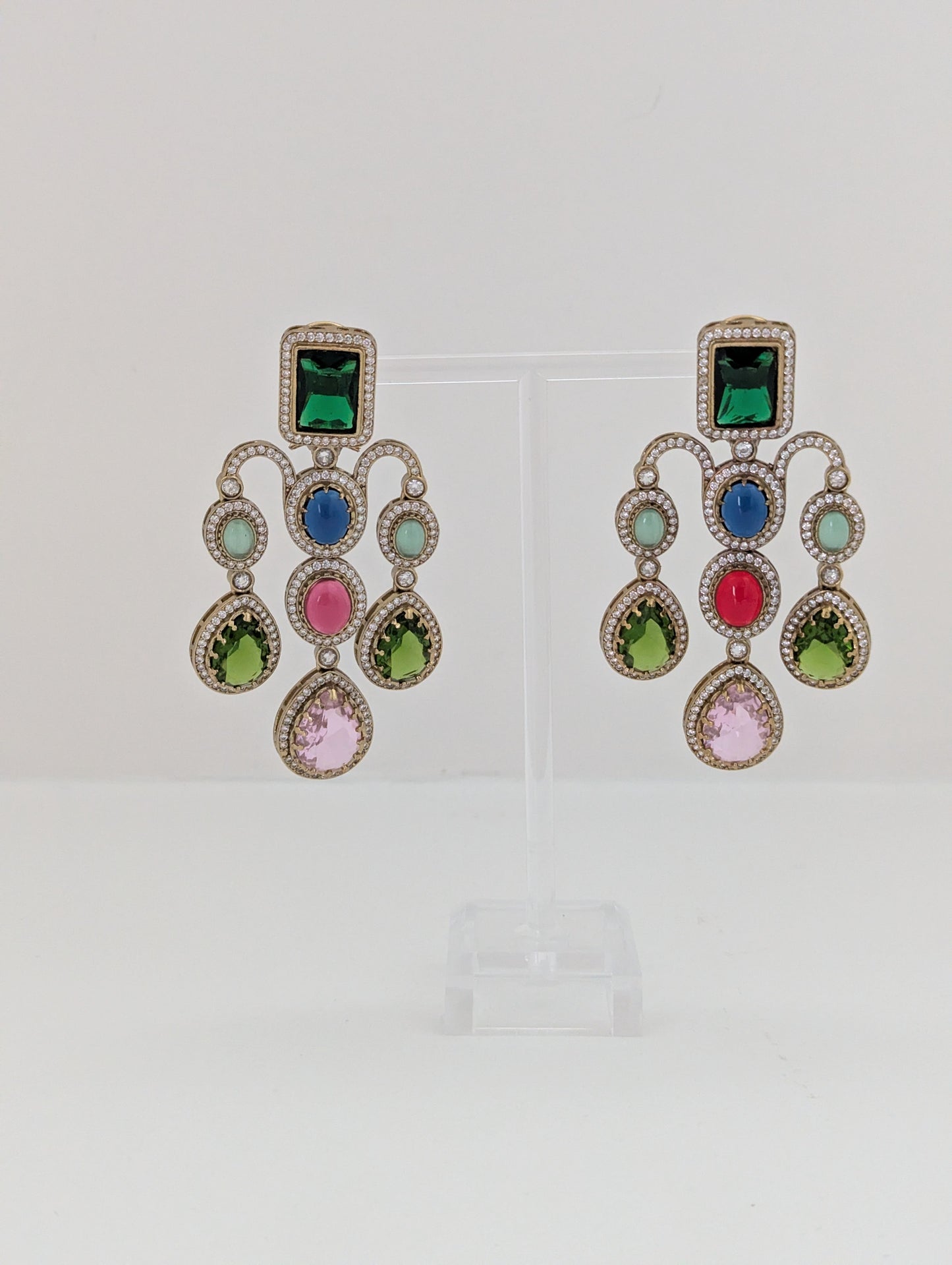 The Windsor Garden Chandelier - Green & Pink