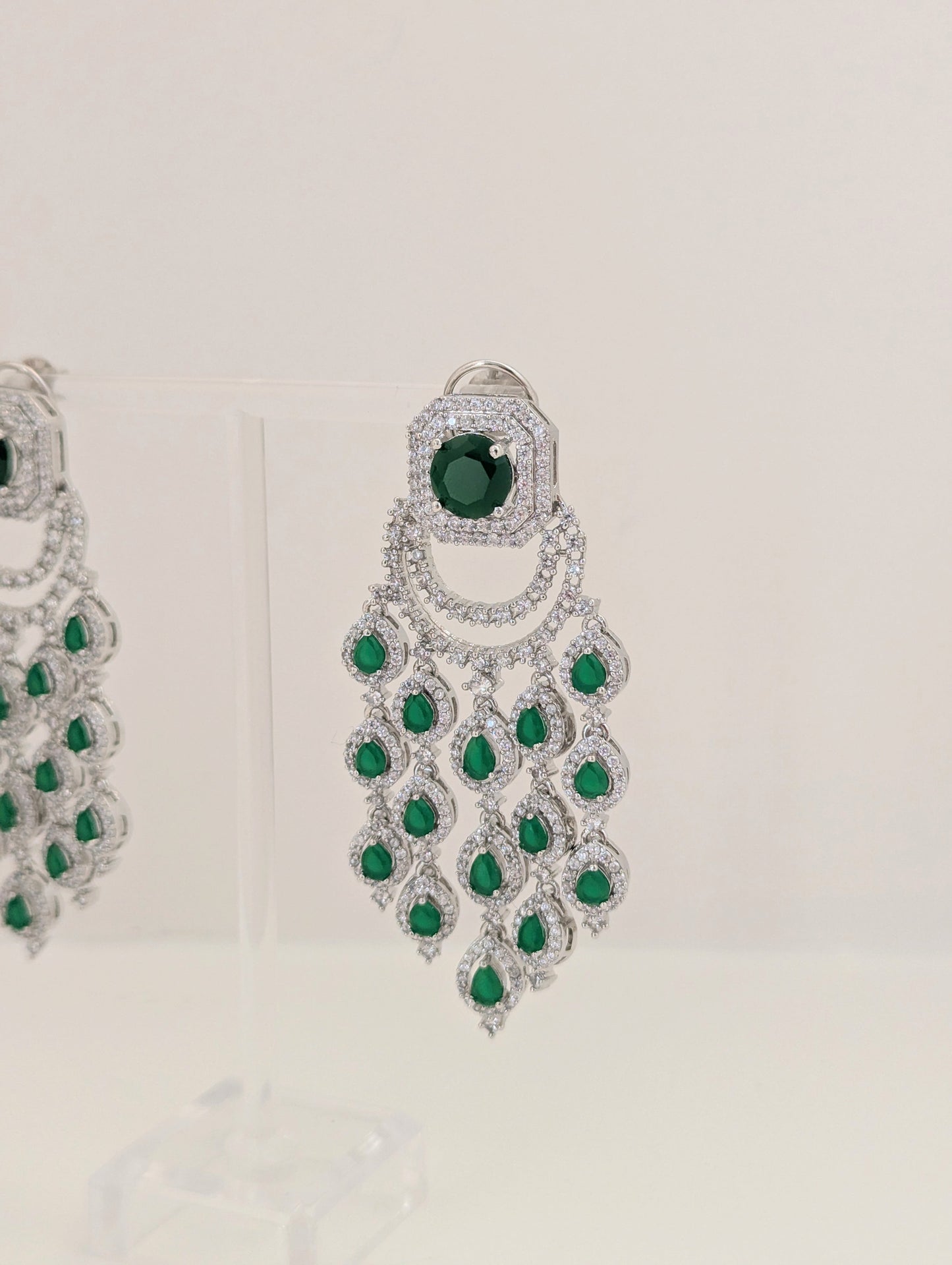 Noura Chandelier Earrings - Emerald
