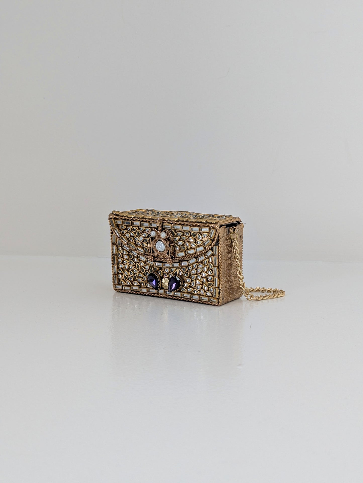 Amora Mini Kundan Clutch - Amethyst