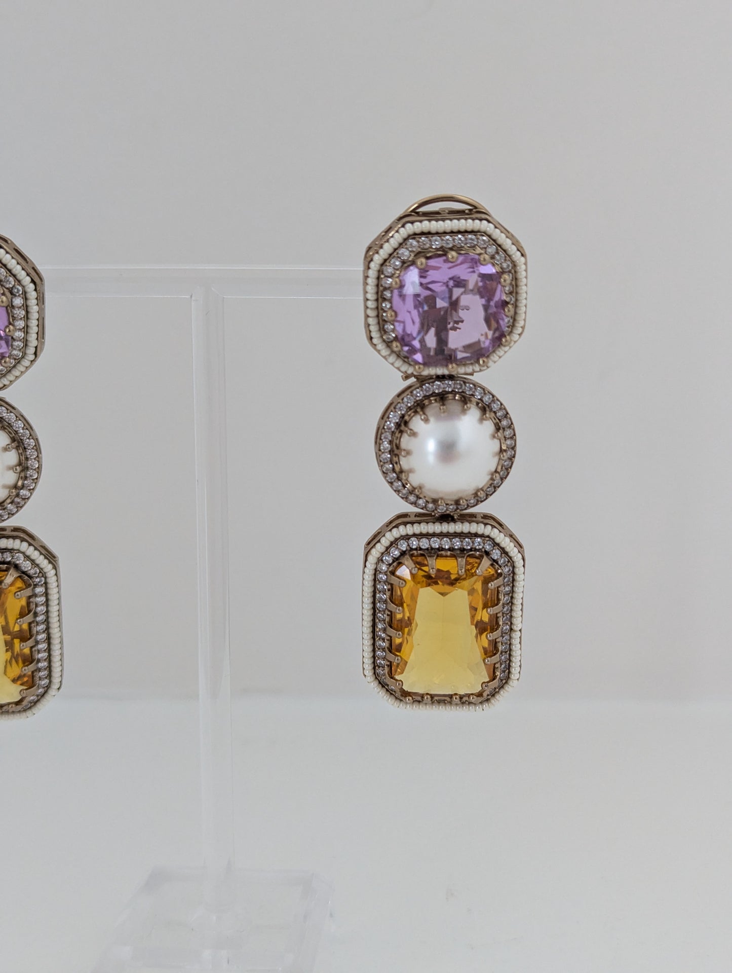 The Royal Courtyard Earrings - Lavender & Yellow