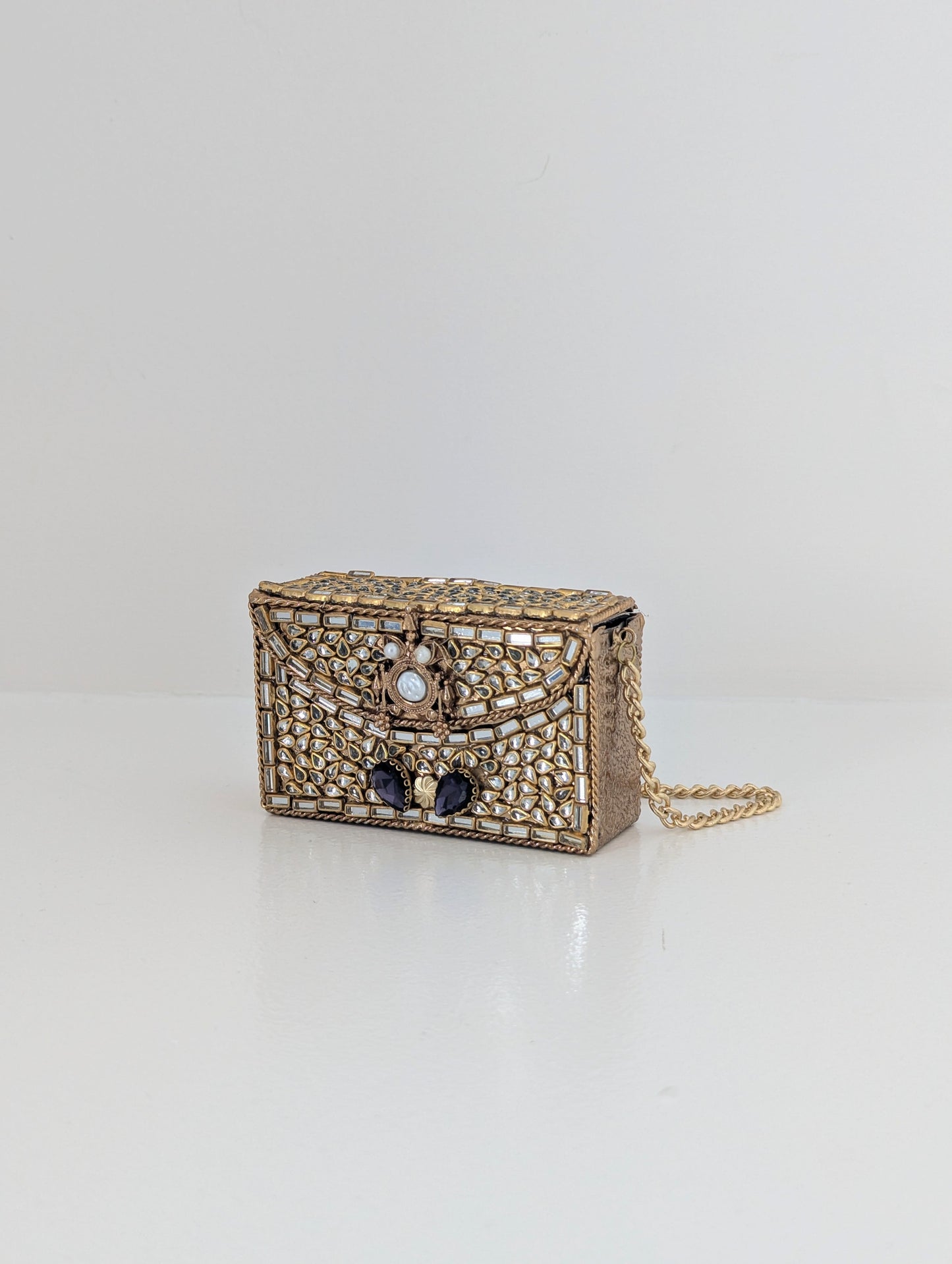 Amora Mini Kundan Clutch - Amethyst