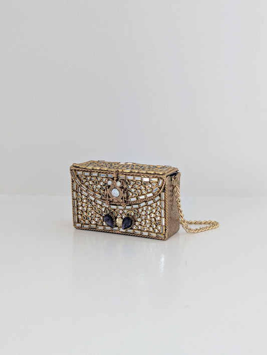 Amora Mini Kundan Clutch - Amethyst