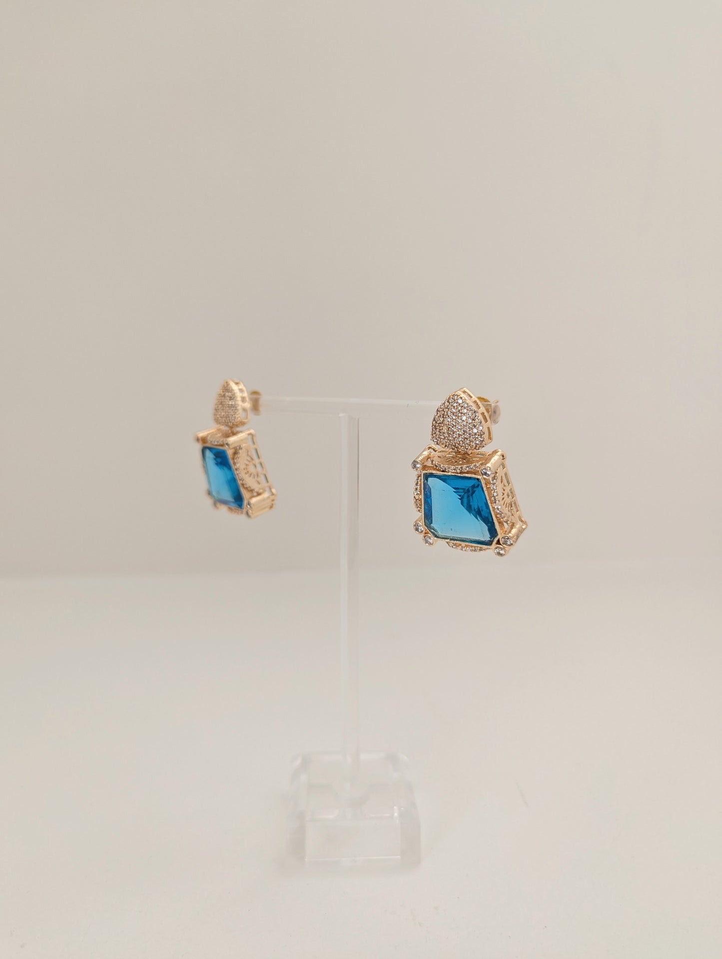 Prismatic Stone Earrings - Light Blue