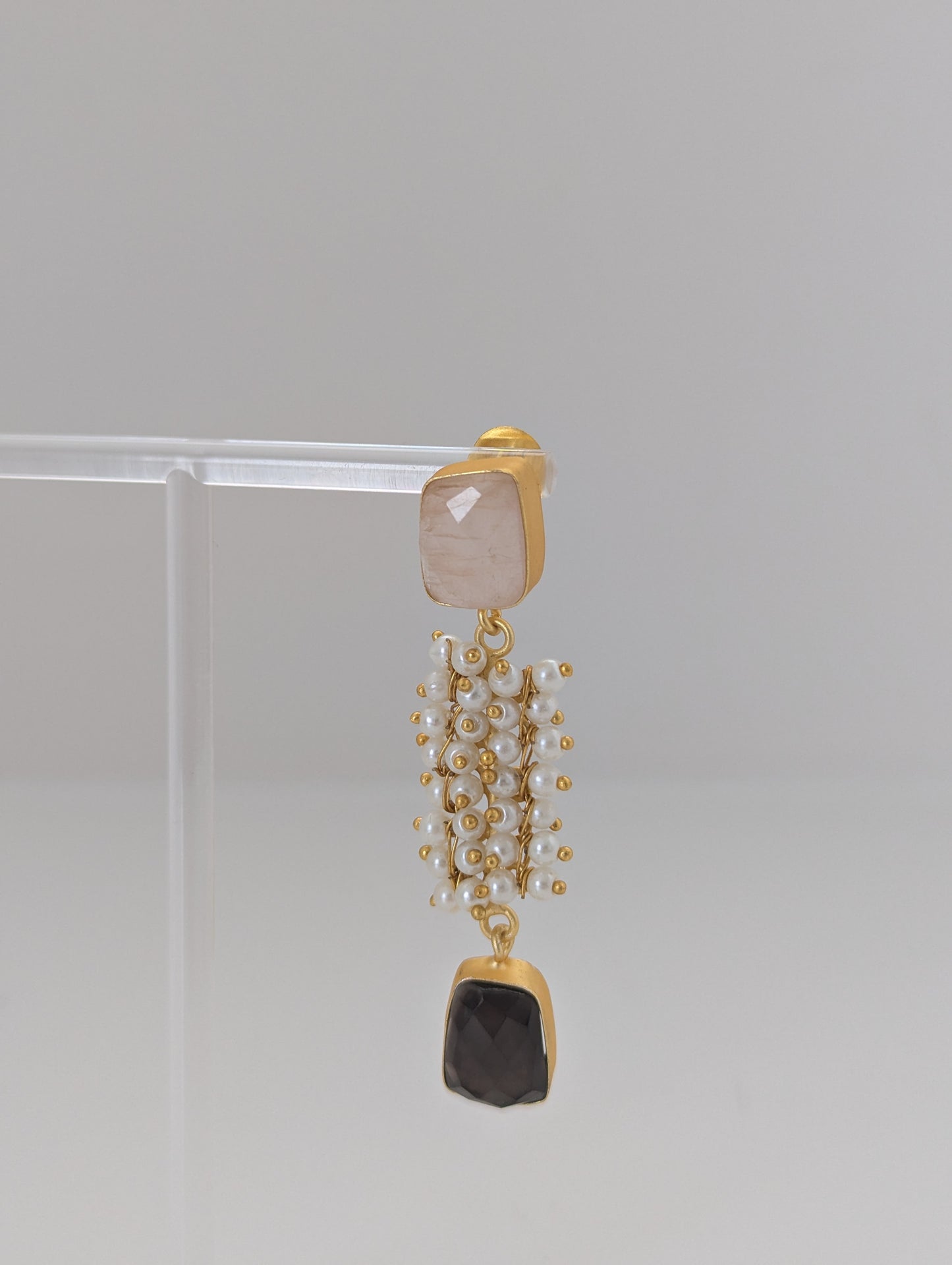Classic Mimi - Freshwater Pearls Collection - Rose Quartz, Smoky Quartz and Pearls
