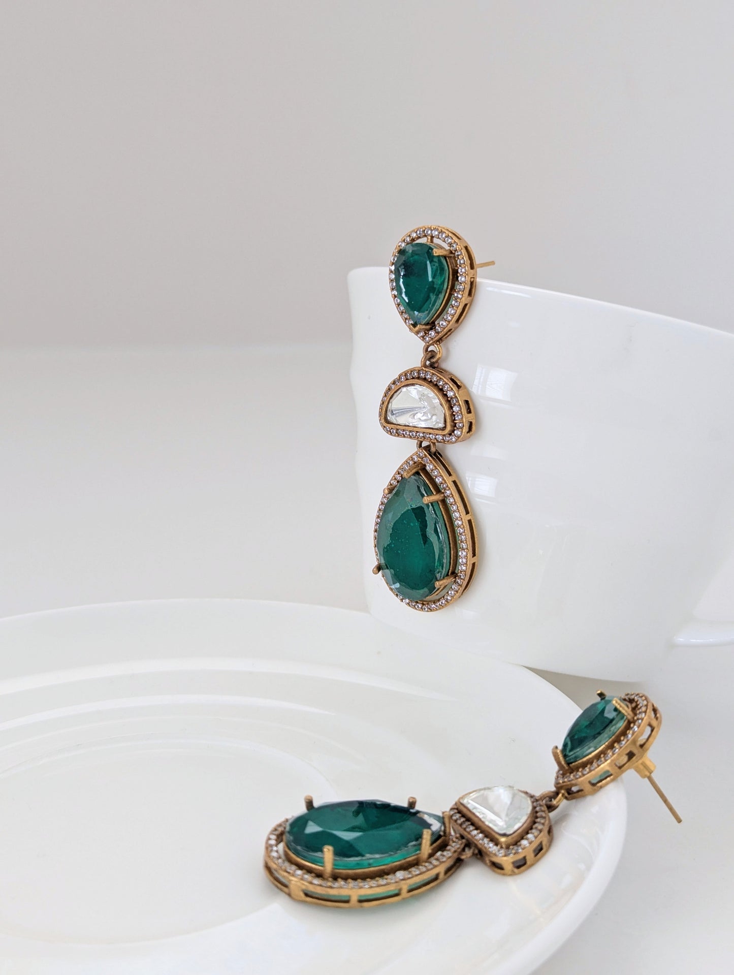 Doublet Stone Earrings - Royal Green